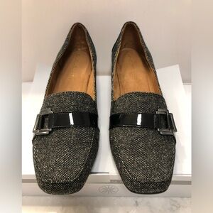 Naturalizer black and white fabric wedges. Nice detail. New in box. 8 W